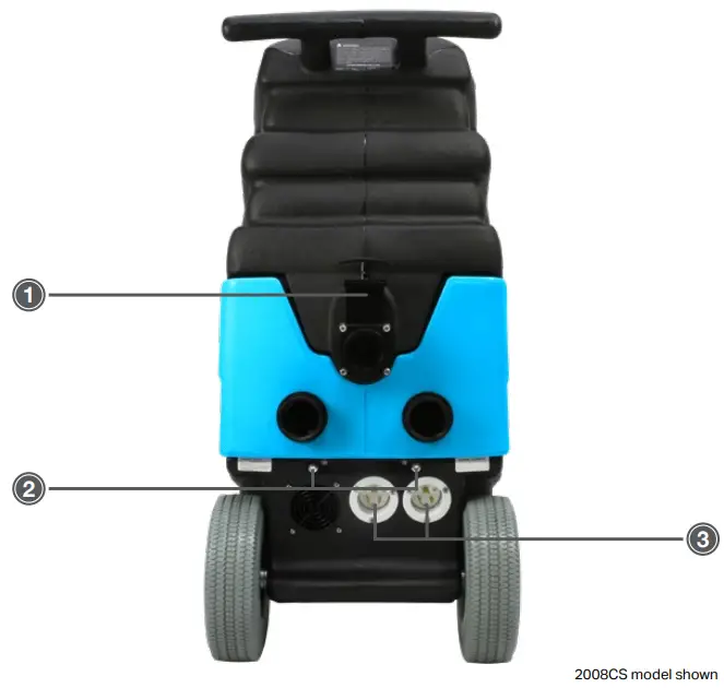 Mytee 2002CS, 2005CS, 2008CS Contractors Special Carpet Cleaning Package - Extractor Rear View