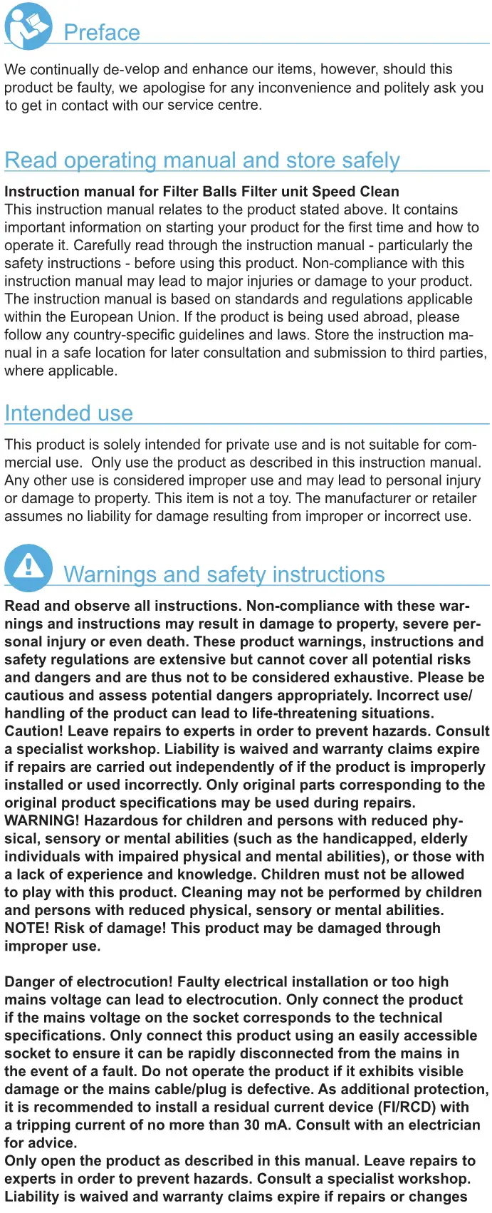 Interline Speed Clean 4000 Miganeo Filter Balls Instruction Manual 1