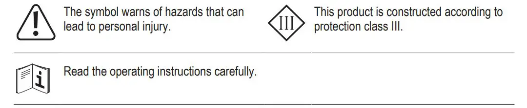 CONRAD 2633084 Electronic Stick Lighter - Description of symbols