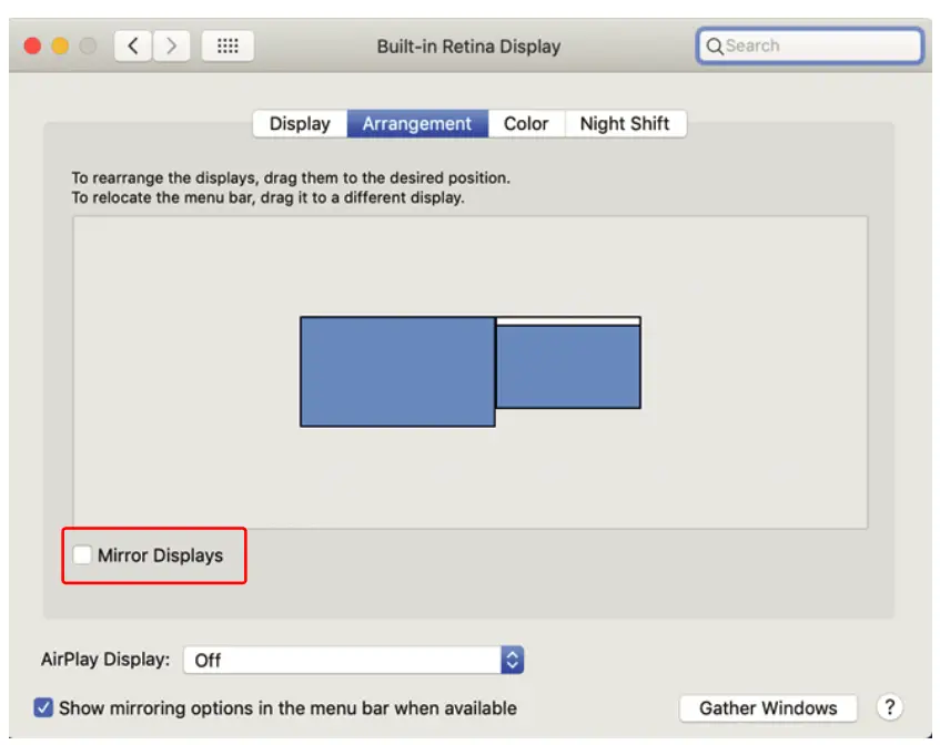 Duplicate Mode to Extend Mode for Mac OS
