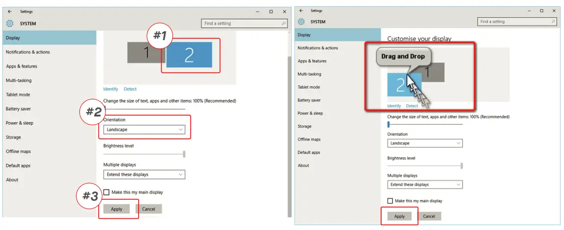 Rotate Display and Layout set up for Windows