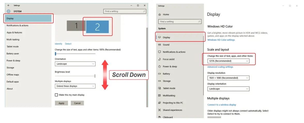 Change Display Settings to Adjust Content Size for Windows