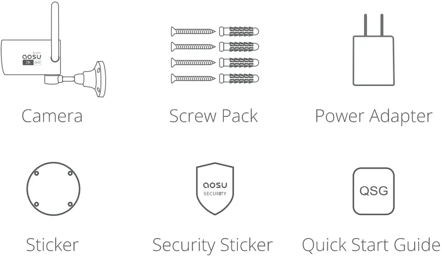 AOSU 2A2VW C4L 2K Wi Fi Security Camera - Included
