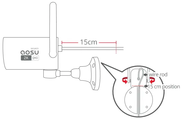 AOSU 2A2VW C4L 2K Wi Fi Security Camera - wire length