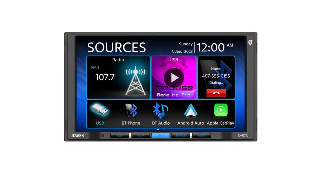 Jensen Car710 7 Inch Capacitive Touch Screen 2 Din Media Mechless Receiver Owner's Manual