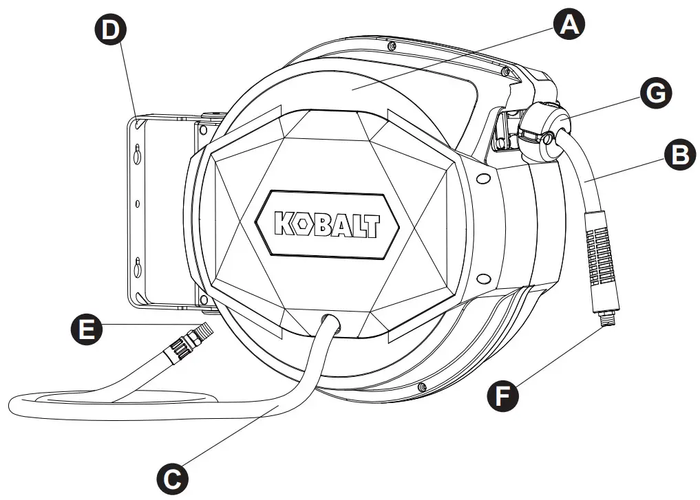 KOBALT SGY AIR265 Enclosed Retractable Reel with Poly Hybrid Air Hose - PACKAGE