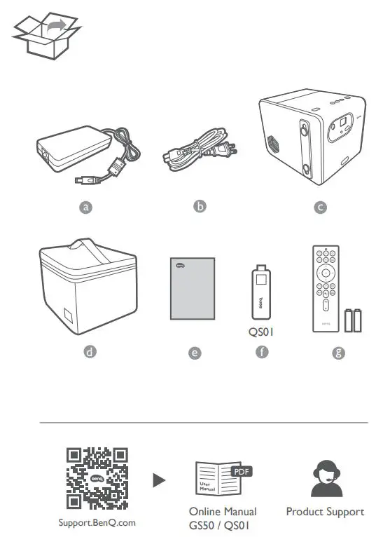 BenQ GS50 Digital Projector User Guide - What's in the box