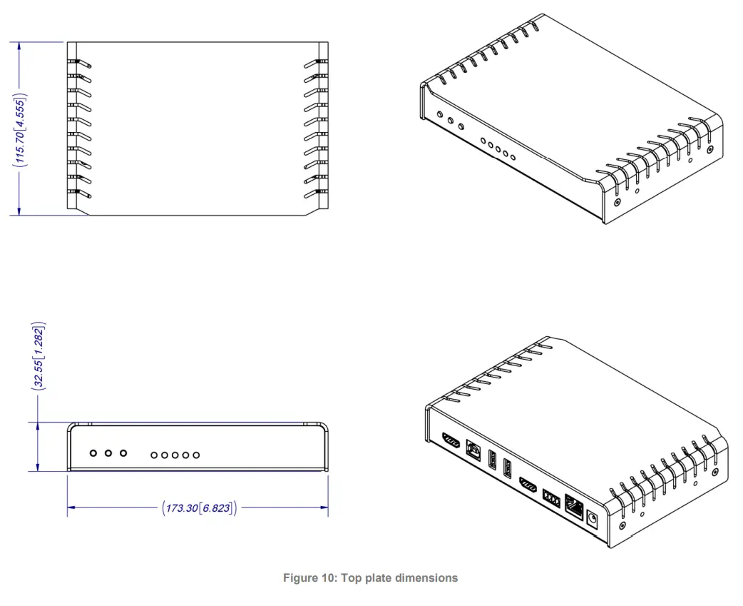 INOGENI CAM230 HDMI or USB 3 0 Camera Switcher - Top plate dimensions