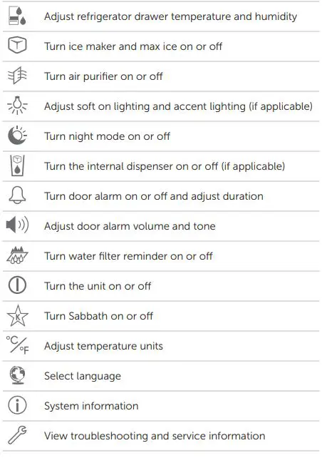 SUB-ZERO ICBCL4850S 122 CM Classic Refrigerator User Guide - SETTINGS