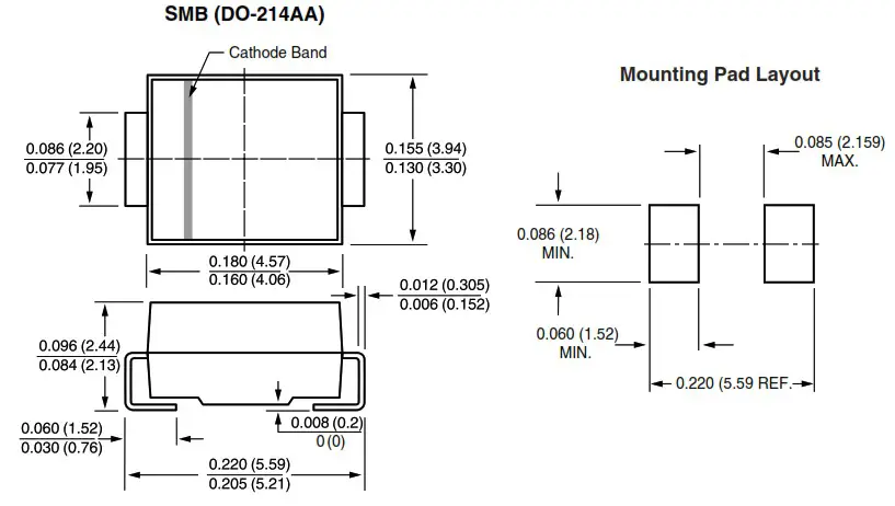 VISHAY SS22 Surface Mount Schottky Barrier Rectifier - PACKAGE OUTLINE DIMENSIONS