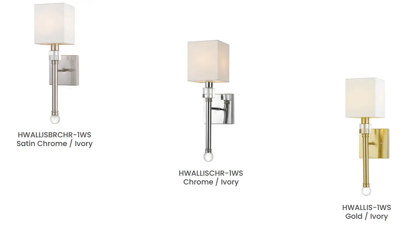 HANOVER HWALLISBRCHR-1W Wallis Single Light Wall Sconce