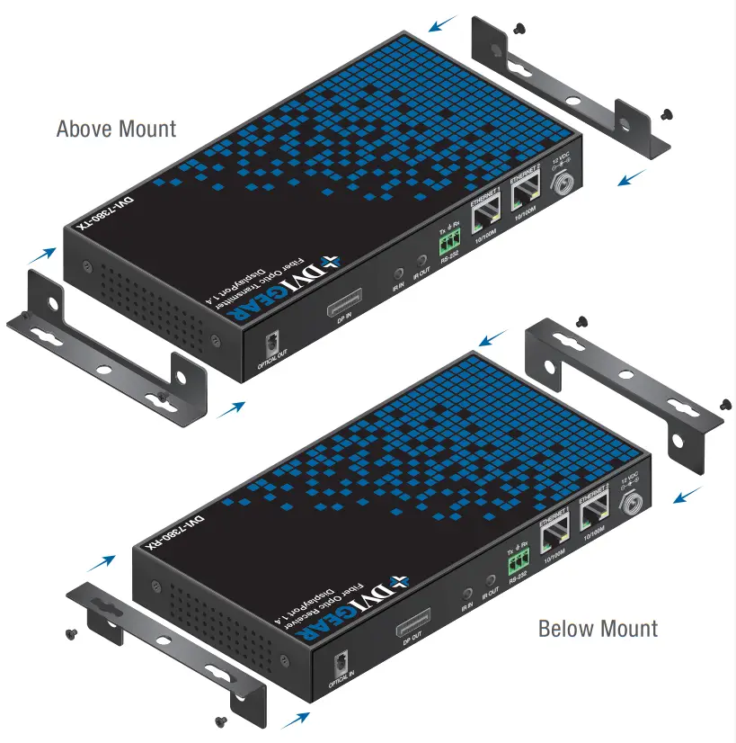DVIGEAR DVI 7380 DisplayPort 1 4 Fiber Optic Extender - Mounting Hardware