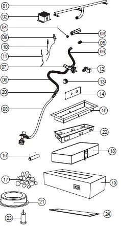 ELEMENTI OFP121LP Carrara Marble Porcelain Fire 25