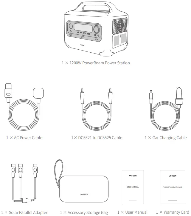 UGREEN GS1200 1024Wh PowerRoam Portable Power Station - In The Box