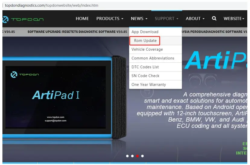 TOPDON Setup Interface