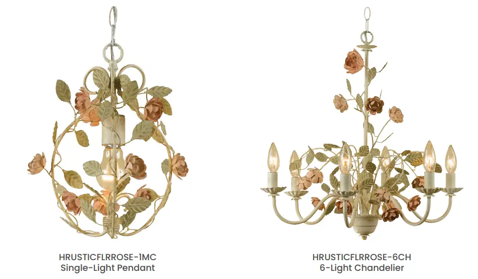 HANOVER HRUSTICFLRYEL-5CH Rustic Floral 5 Light Chandelier Rustic Floral 3 Light Mini Chandelier - product