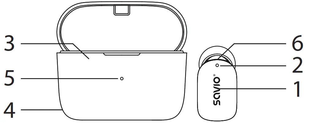 Savio TWS-09 Bluetooth Earphones - diagram