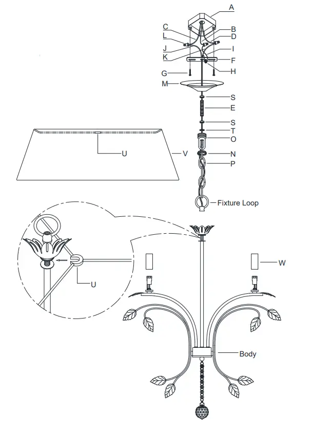 ETHAN ALLEN 093595 Tilda Leaf Chandelier Leaf Motif Chandelier
