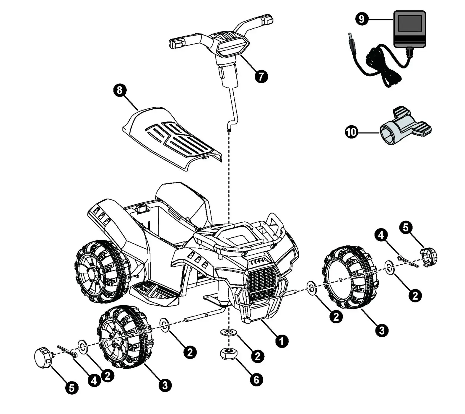 TOYZ MINI RAPTOR 6V RAPTOR Battery Operated Ride on Car - LIST OF PARTS IN THE BOX 1