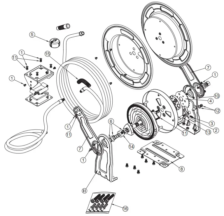 KOBALT SGY AIR266 Pro Retractable Hose Reel with Premium Rubber Air Hose - PARTS LIST
