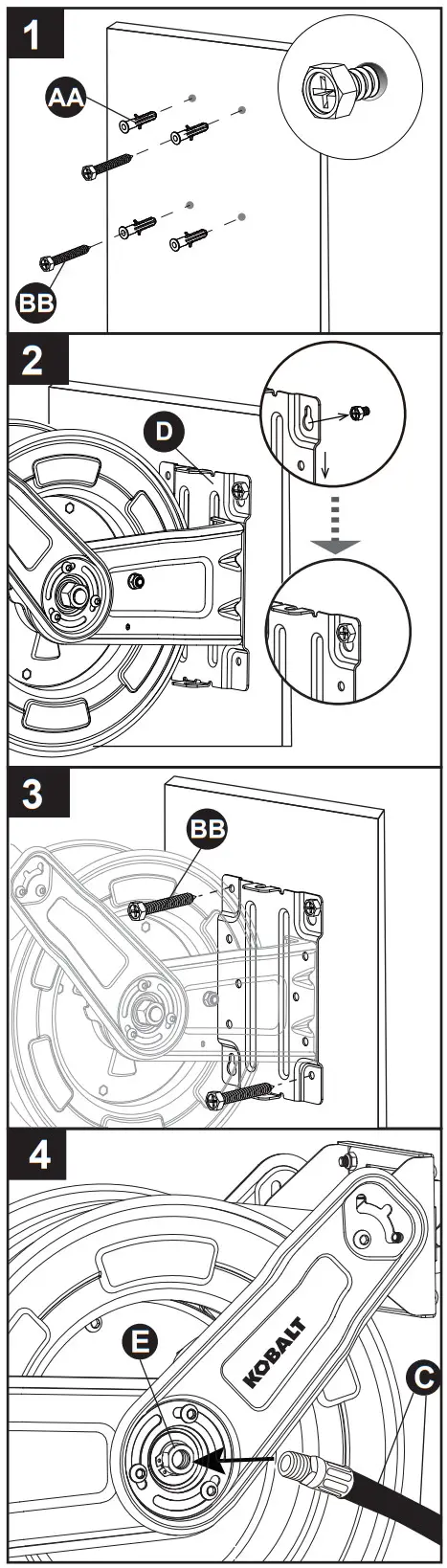 KOBALT SGY AIR266 Pro Retractable Hose Reel with Premium Rubber Air Hose - PREPARATION1