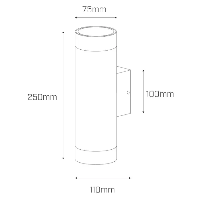 MONDOLUX MO94 Rho Midi Up-Down Outdoor Wall Light - Dimension