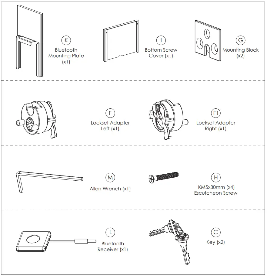 LOCKLY PGD238F GUARD Defender Biometric Electronic - PARTS LIST 1