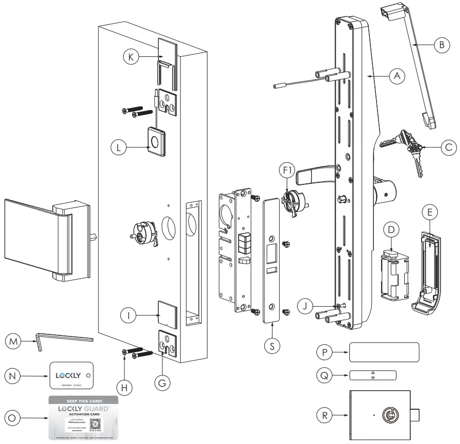 LOCKLY PGD238F GUARD Defender Biometric Electronic - PARTS LIST