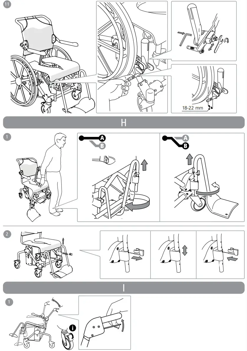 etac Swift Mobil-2 Shower Commode Chair - asembly 8