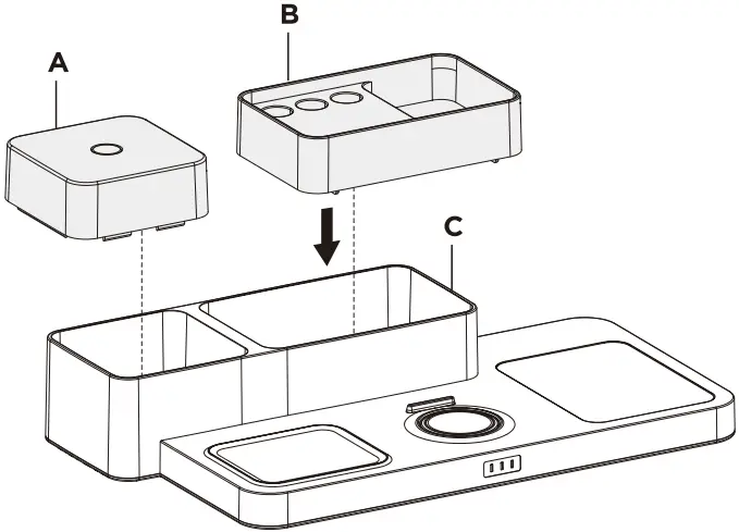 LUMI DA10-1 Desktop Storage with 3-in-1 Wireless Charger B1