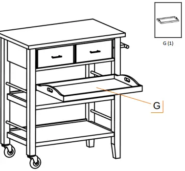 TBFLWH-1404 Trinity Wood Kitchen Cart with Drawers and Tray-fig11