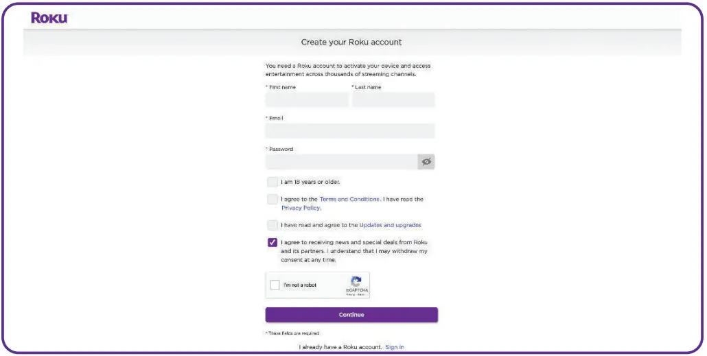 Roku Media Player Streaming Stick - Roku Account