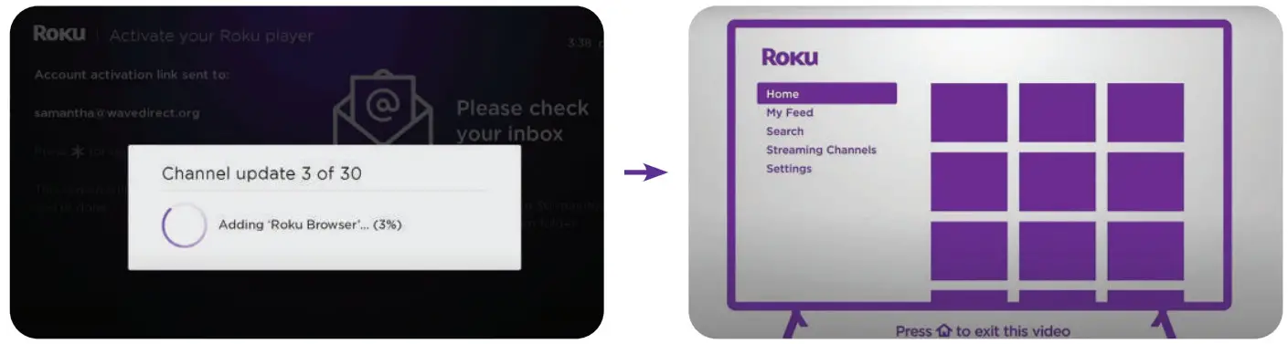 Roku Media Player Streaming Stick - screen prompts