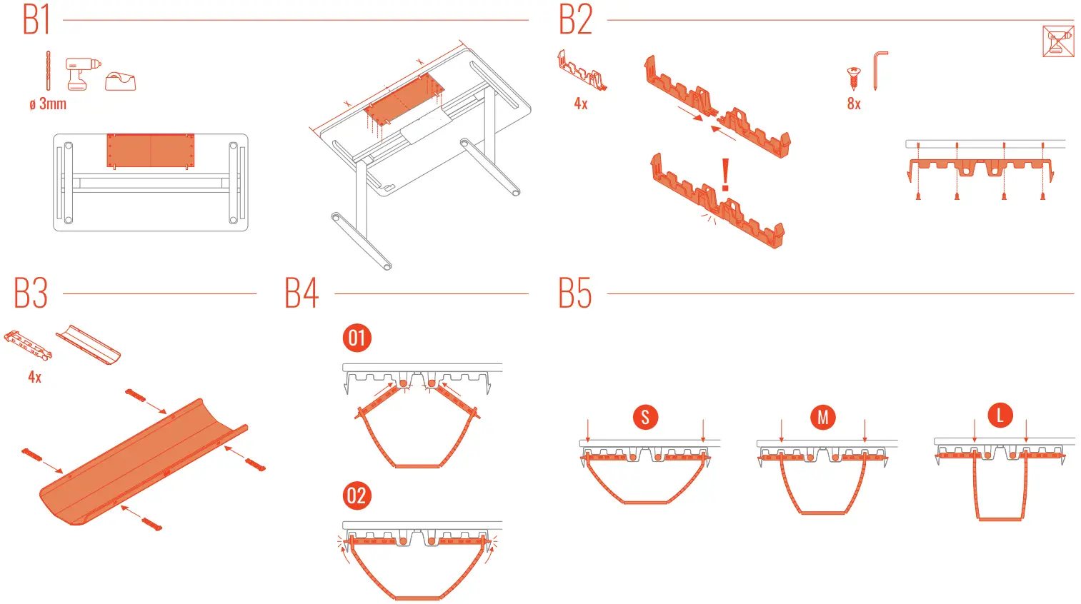Yaasa B08FF4NQFZ Cable Management Large - Assembly 1