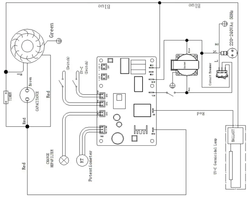 FANMASTER ASP 500 MF3 Masterfilter Air Scrubber Purifier - WIRING DIAGRAM