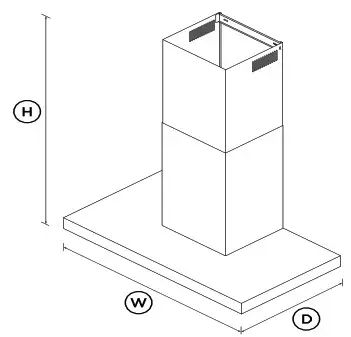 FISHER PAYKEL HC36DCXB4 Wall Range Hood 36 Inch Box Chimney - DIMENSIONS