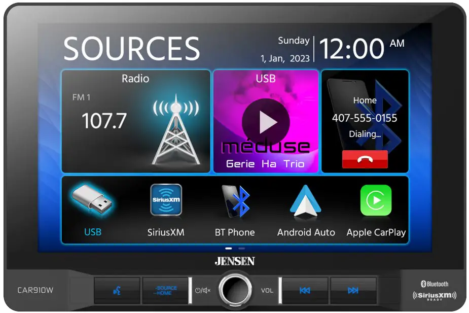 JENSEN CAR910W Media Receiver with Wireless and Wired CarPlay and Android Auto