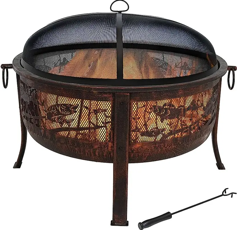 Sunnydaze KF-NFFP31 Northwoods Fishing Outdoor Wood Burning Fire Pit