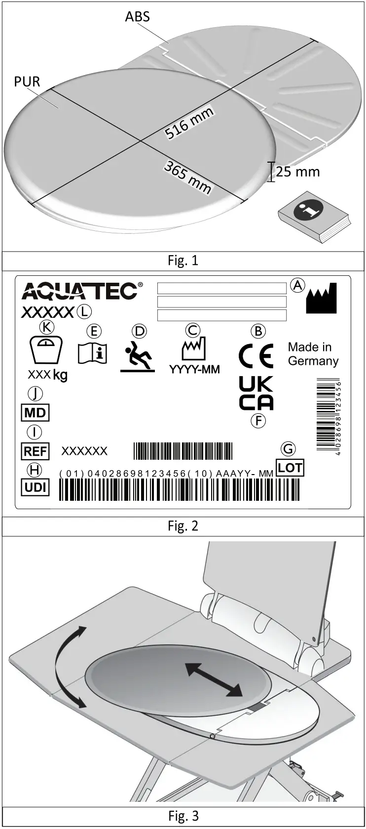 INVACARE Aquatec Trans Transfer Board with Turnable Disk