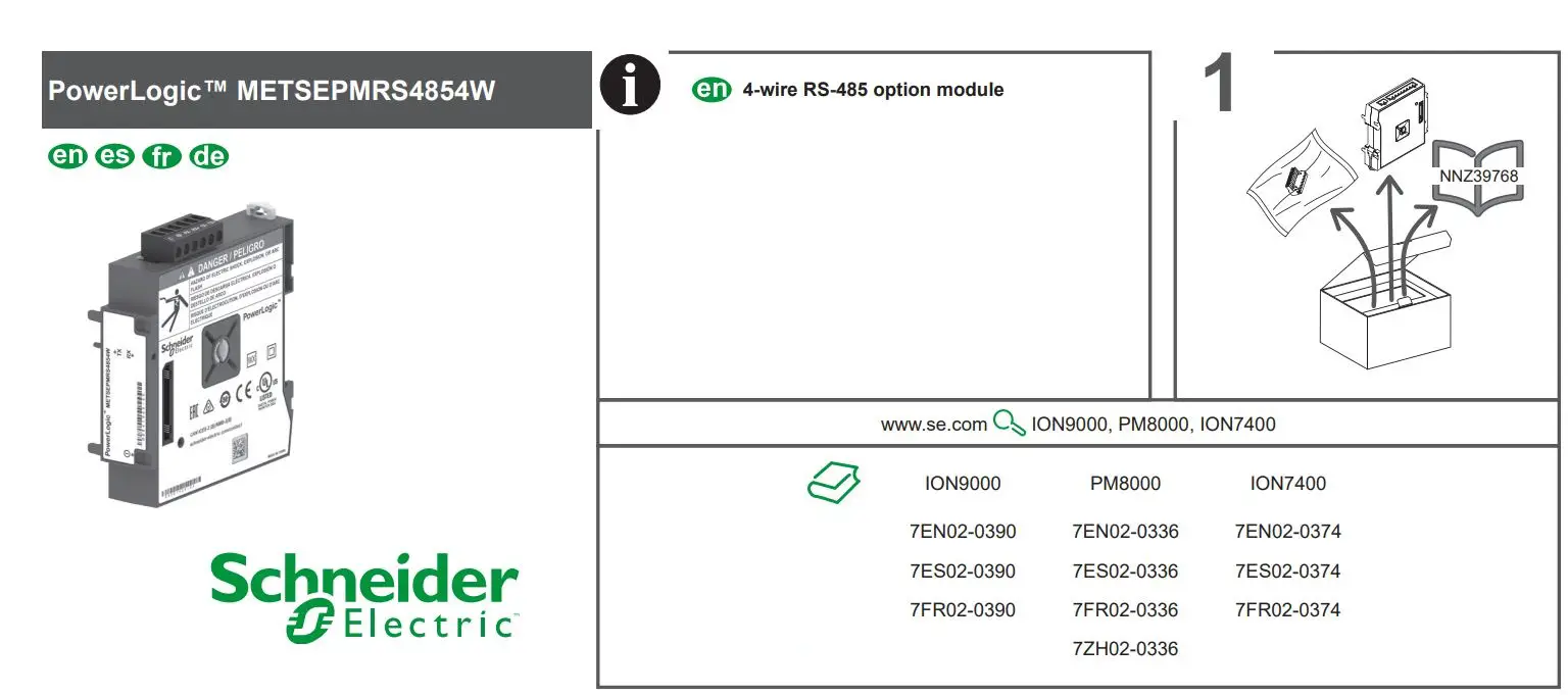 Schneider Electric METSEPMRS4854W PowerLogic Communication Module Instruction Manual