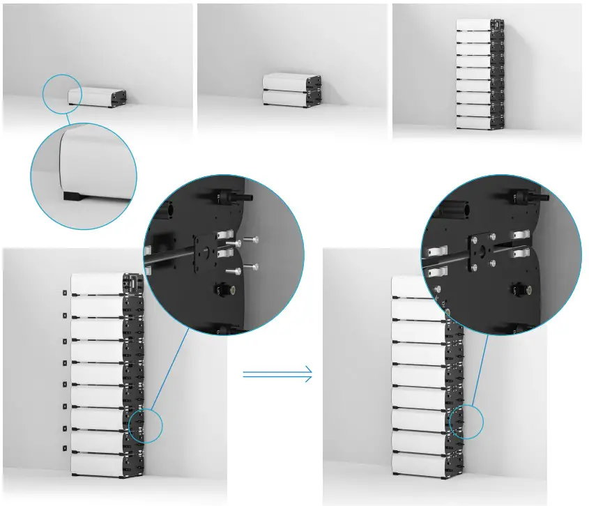 WATTSONIC Li HV High Voltage Single Phase All In One ESS - Place stacked batteries