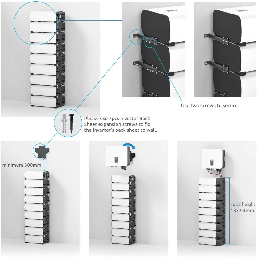 WATTSONIC Li HV High Voltage Single Phase All In One ESS - stackble fixed bar