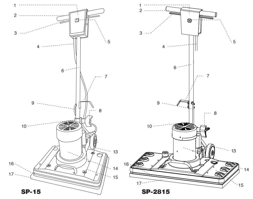 LAVEX JANITORIAL SP 15 Pro Series Floor Machines - GENERAL DIAGRAM
