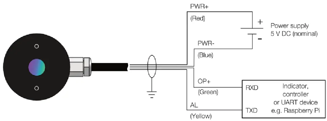 RS PRO 238-7241 Infrared Temperature Sensor with Voltage Output and UART - Connections