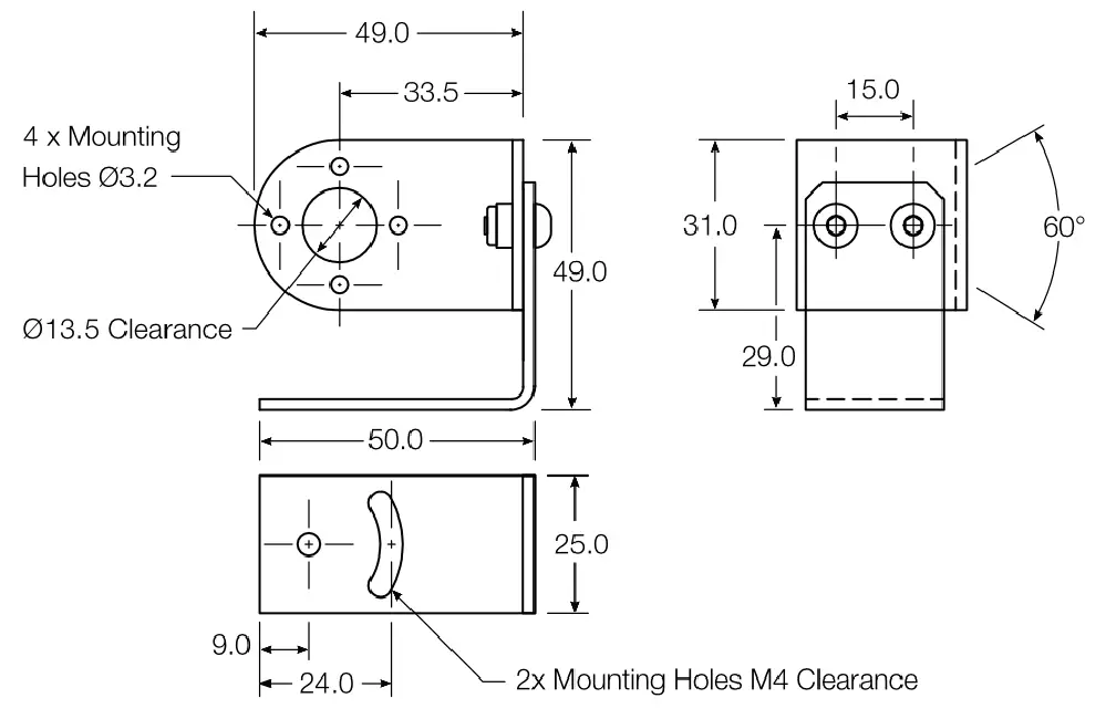 RS PRO 238-7241 Infrared Temperature Sensor with Voltage Output and UART - Mounting Bracket