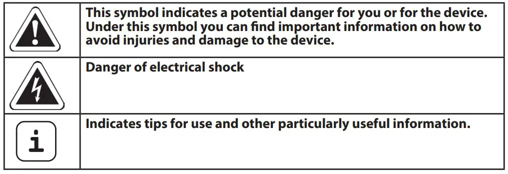 WAGNER Furno F100 Hot Air Multi Purpose Tool - . Explanation of symbols used