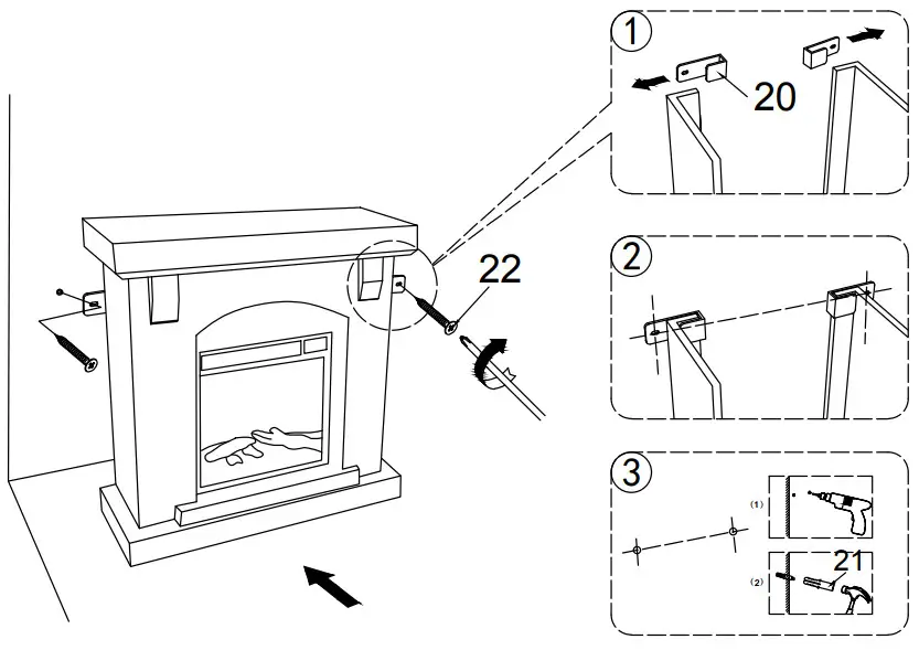 EDYO LIVING VCSFP-36-TA Freestanding Faux Stone Infrared Electric Fireplace - fig 3