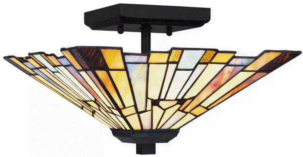 HOME-DECORATORS-COLLECTION-HD7837M-Waterville-12-Inch-2-Light-Matte-Black-Tiffany-Semi-Flush-Mount-product