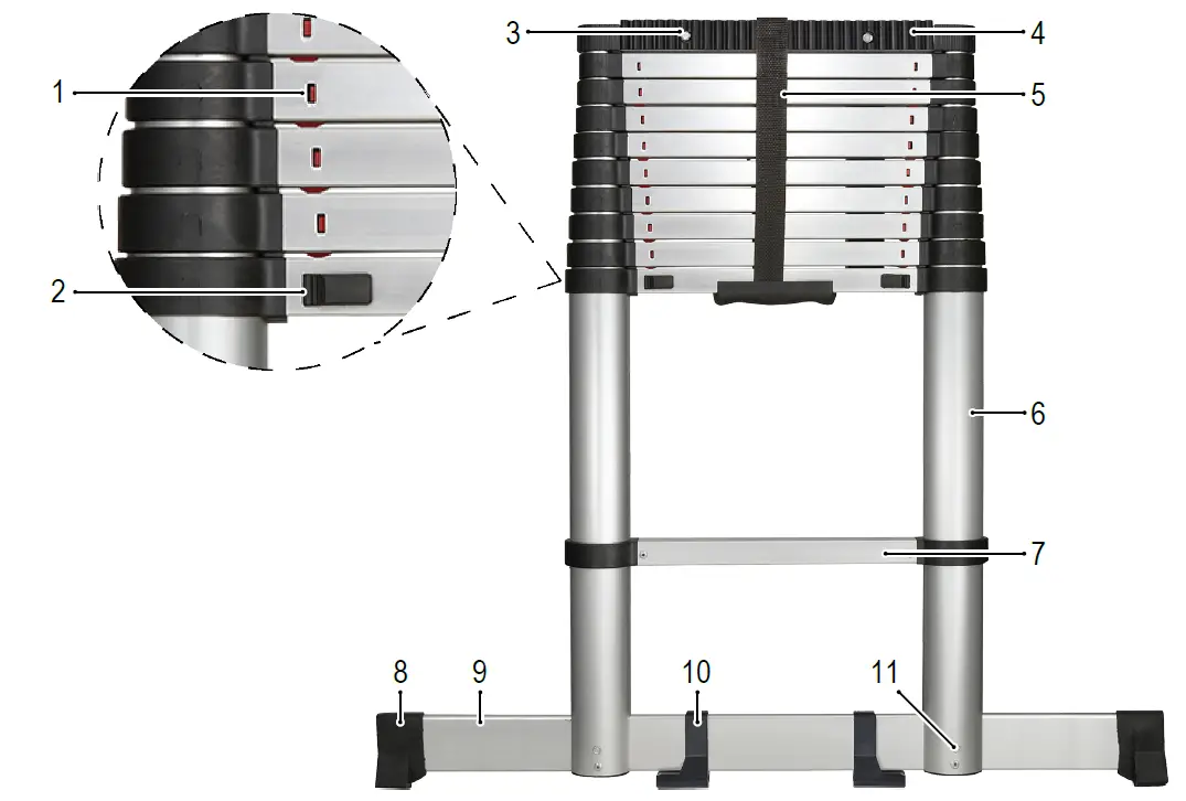TOOLCRAFT 2622938 Telescopic Ladder 5