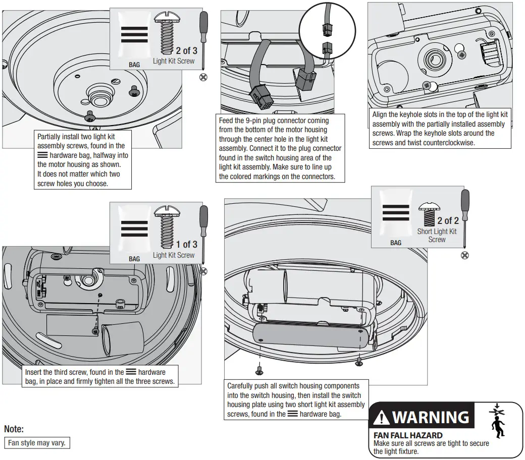 Hunter 52243 Byhalia 52 Inch Indoor Outdoor Noble Bronze Ceiling Fan - Assembling